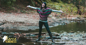 Gratitude Shown by Woman with Outstretched Arms