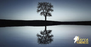 guided future self meditation of Tree reflected in lake