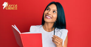 Thoughtful Woman with Gratitude Journal