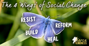 Blue Bitterfly with 4 Wings of Social Justice