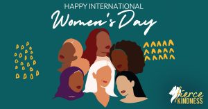 IWD 2024 Featured Image with diverse women against a blue-green background