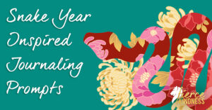 2025: Year of the Snake Graphic with snake and chrysanthemums