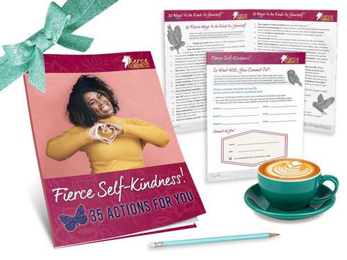 35 Ways to be Kind to Yourself Workbook with pencil and coffee and inside sheets