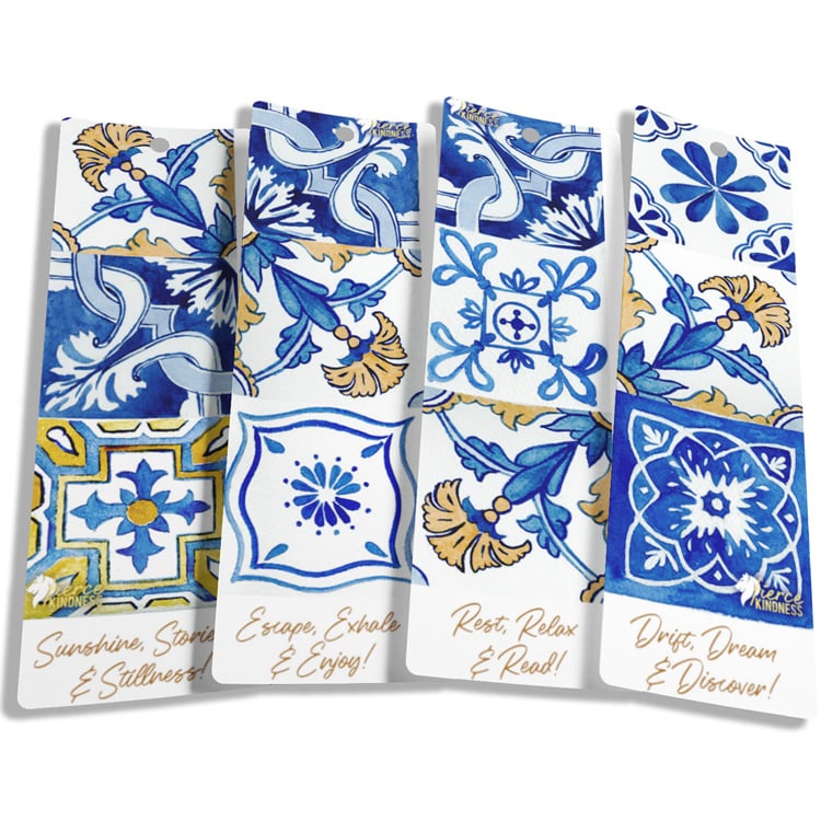 4 Summer Reading Bookmarks that look like Portuguese Tiles