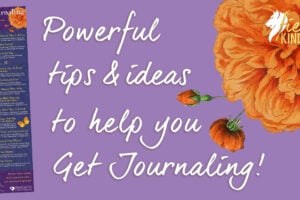 Get Journaling Infographic on lilac background with orange flower