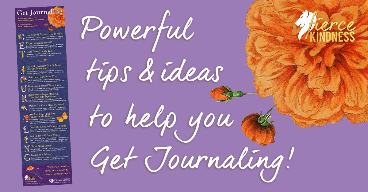 Get Journaling Infographic on lilac background with orange flower