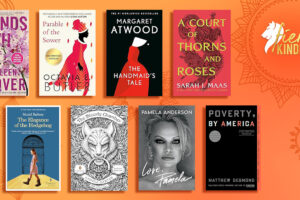 Summer Reads 2025 with 8 book images against Orange gradient background and mandala suns