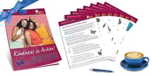 Random Acts of Kindness Guide with Coffee Cup and pen